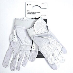 Nike Hyperdiamond Select Softball Padded XL Batting Gloves Color: Silver/White